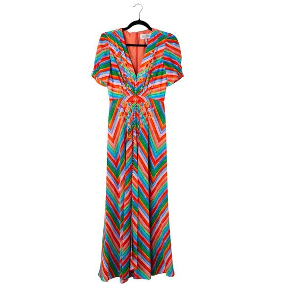 SALONI Striped Lea Dress - Size 2 - Picture 3 of 7